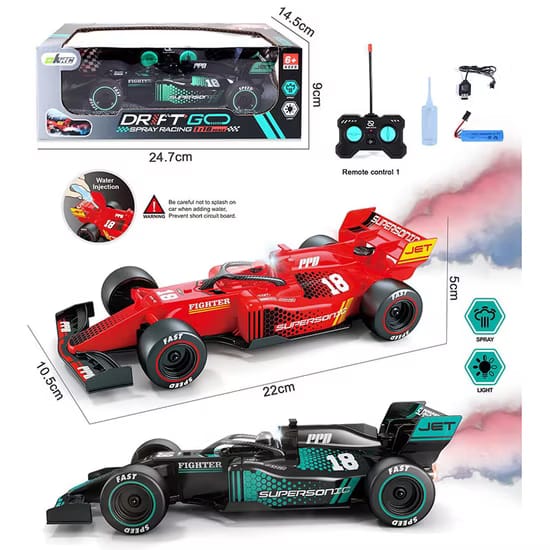 Remote Control Car F1 1:18 Formula High-speed Racing Car Rechargeable Spray Electric Drift Car Children's Toy Gift