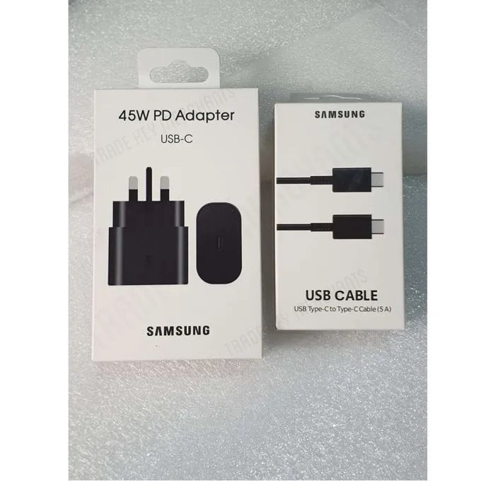 Samsung Complete Charger with a 45 watts Power Adapter "45 W PD" (USB-C) plus a C to C cable