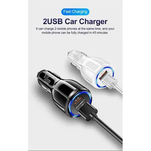 Super Fast Dual Car Charger Adapter 3.0 + 3.1A Dual USB Port Car Charger Adapter