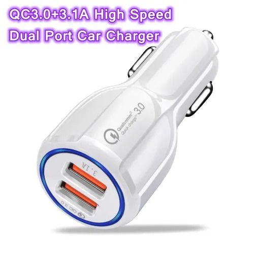 Super Fast Dual Car Charger Adapter 3.0 + 3.1A Dual USB Port Car Charger Adapter