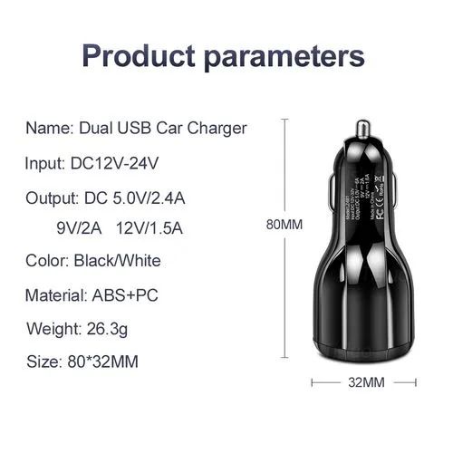 Super Fast Dual Car Charger Adapter 3.0 + 3.1A Dual USB Port Car Charger Adapter