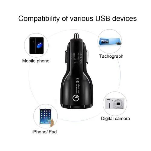 Super Fast Dual Car Charger Adapter 3.0 + 3.1A Dual USB Port Car Charger Adapter