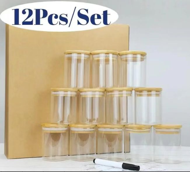 12pcs Borosilicate air tight Spice Storage jars.