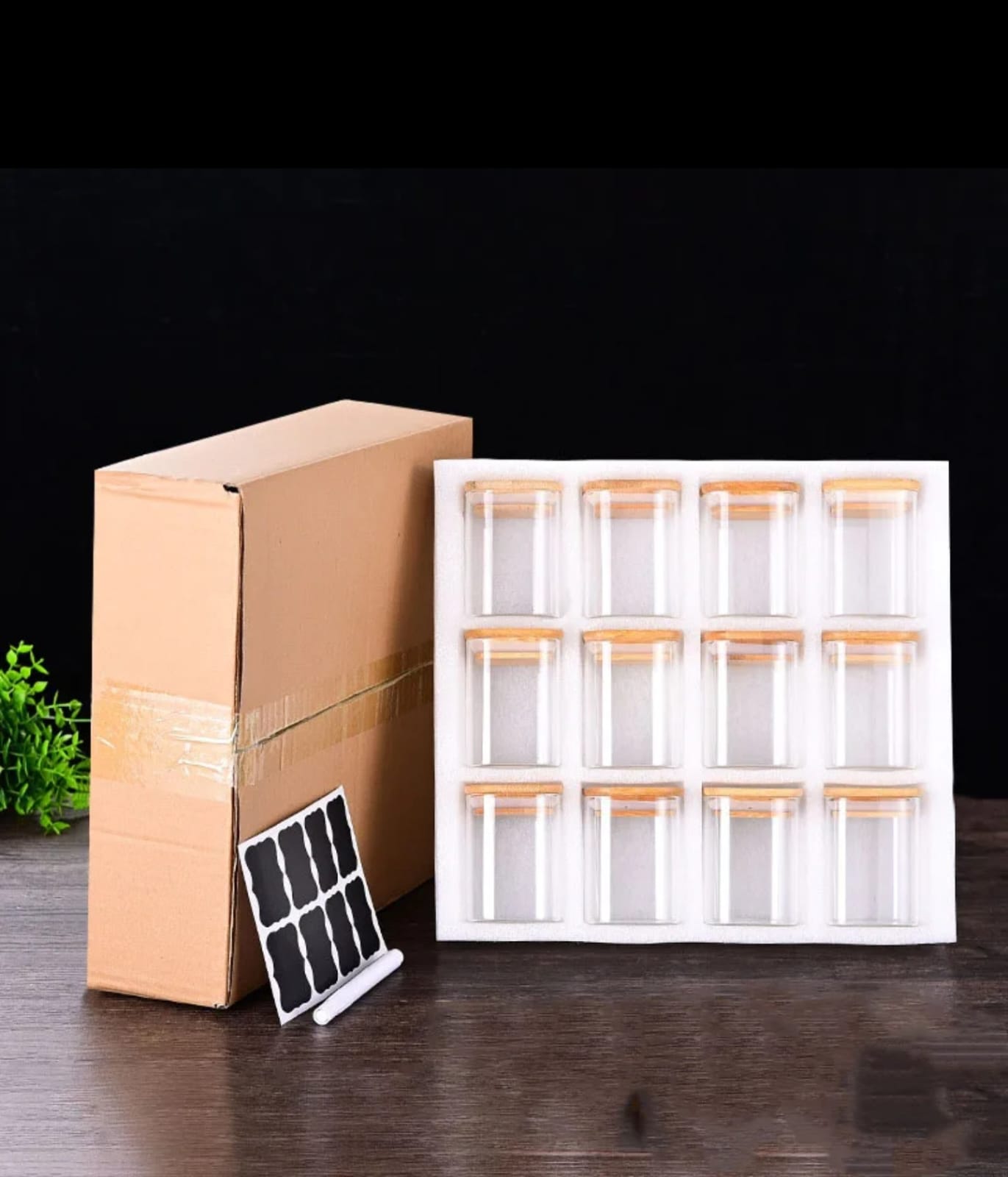 12pcs Round Glass Spice Jar Set with Bamboo Lid 200ml Airtight Containers for Kitchen Storage Seasoning Herbs and Spices jars are perfect for storing a wide range of spices, herbs, seasonings.