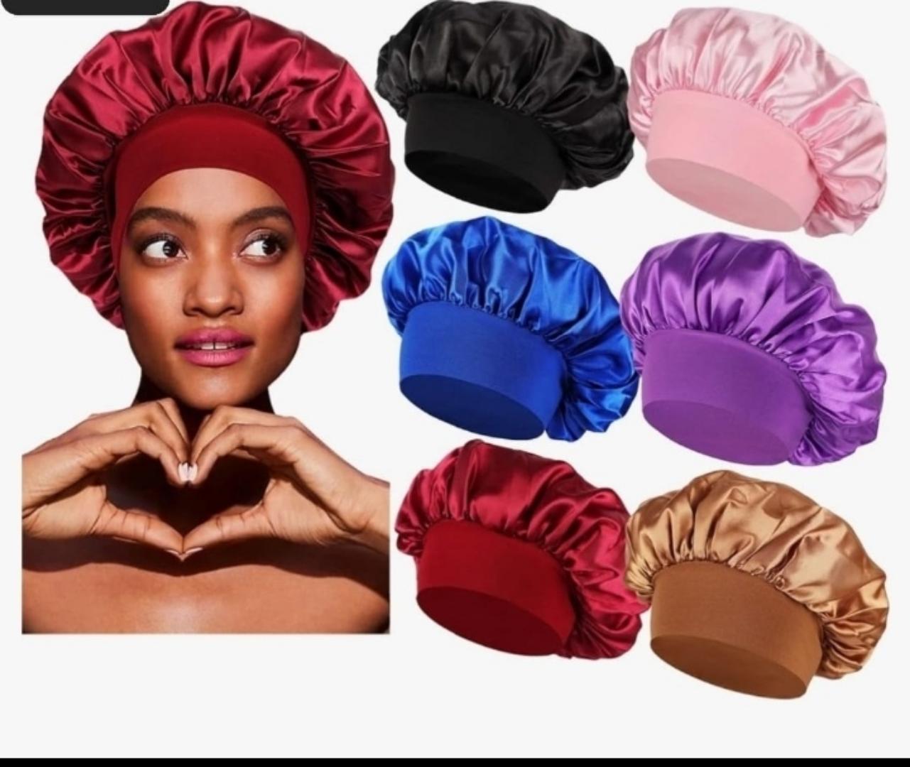 Satin Headscarf Hat Sleeping Bonnet Women Curly Hair Wrap Silk Cap Fashion Head Scarf Headwear Night Sleep Hat Adjust Head Cover Hat For Curly Springy Hair Styling Accessories Soft Elastic Band