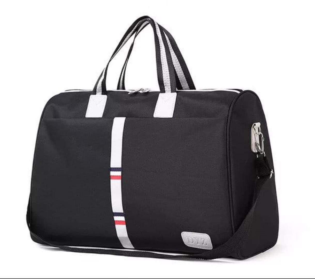 classic stripe unisex travel duffle bag - large capacity