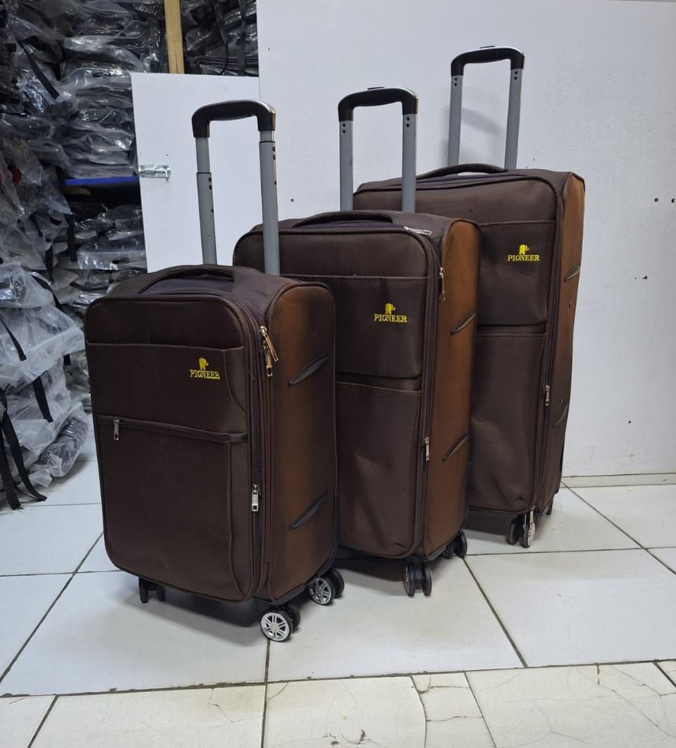 Pioneer 3-in-1 expandable softshell travel suitcase set