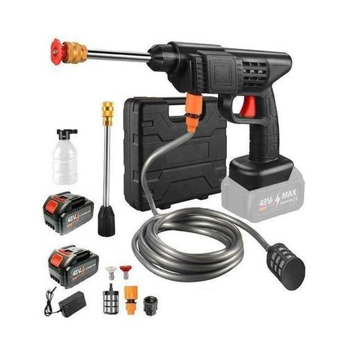 Powerful 300W Wireless Car Wash Machine with Dual 12000mAh Rechargeable Batteries, 5M Hose Pipe and High Pressure Jet Spray Gun for Auto Cleaning