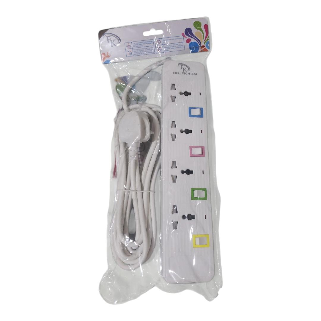 NEW ARRIVAL FK Extension Cable Socket with USB PORT 4-5M cable white