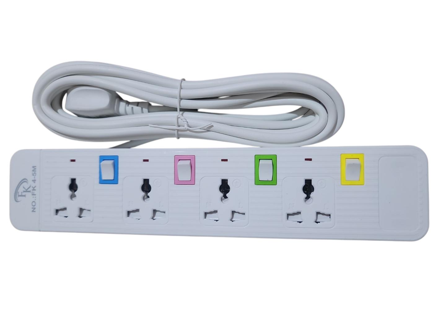 NEW ARRIVAL FK Extension Cable Socket with USB PORT 4-5M cable white