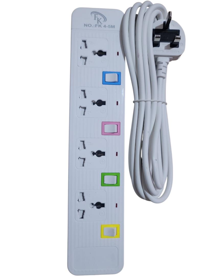 NEW ARRIVAL FK Extension Cable Socket with USB PORT 4-5M cable white