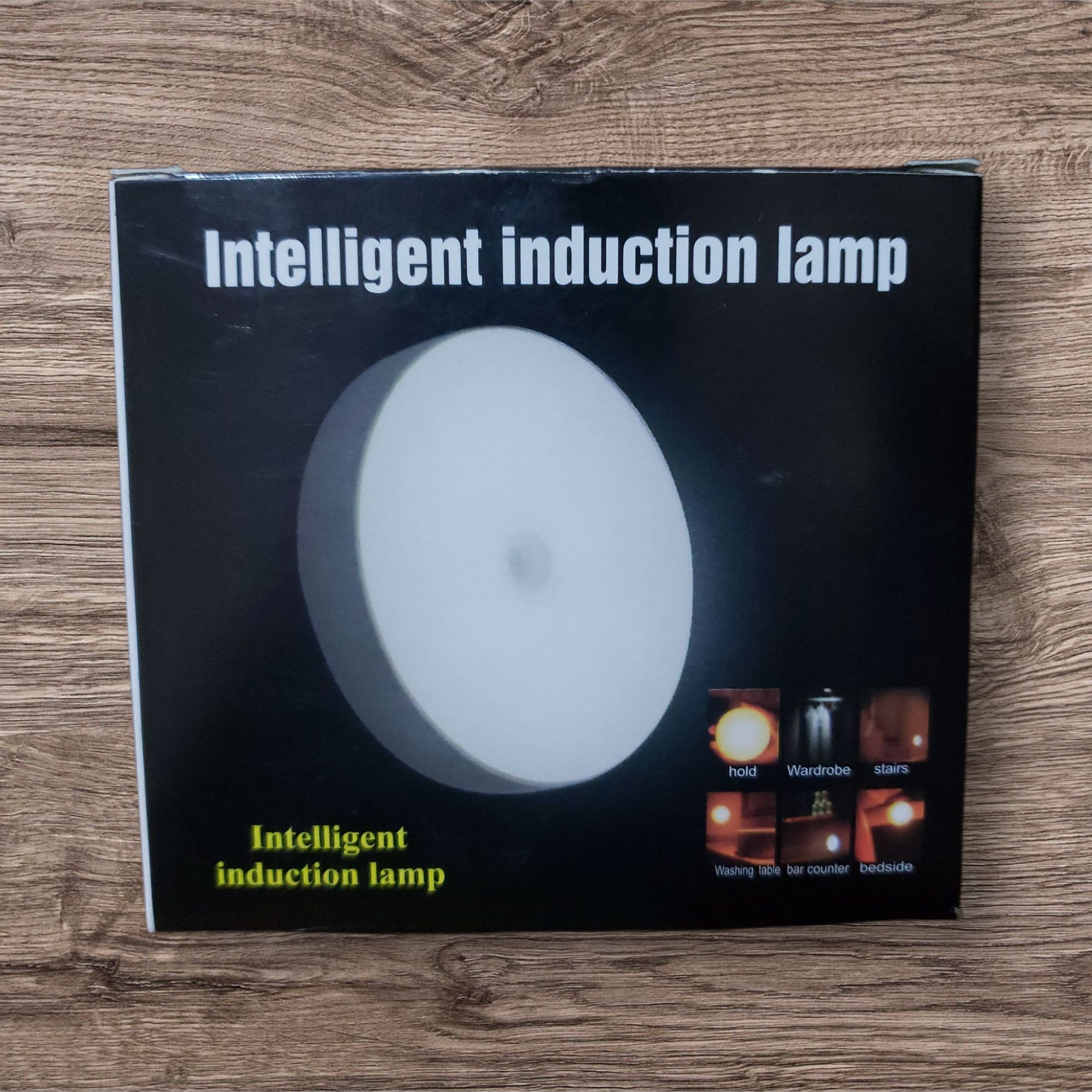 INTELLIGENT INDUCTION LAMP HAS ON OFF AUTO OPTIONS, STICKS BY A MAGNETIC ADHESIVE STICKER SET MOTION SENSOR LIGHT INDOOR LED NIGHT LIGHT BATTERY