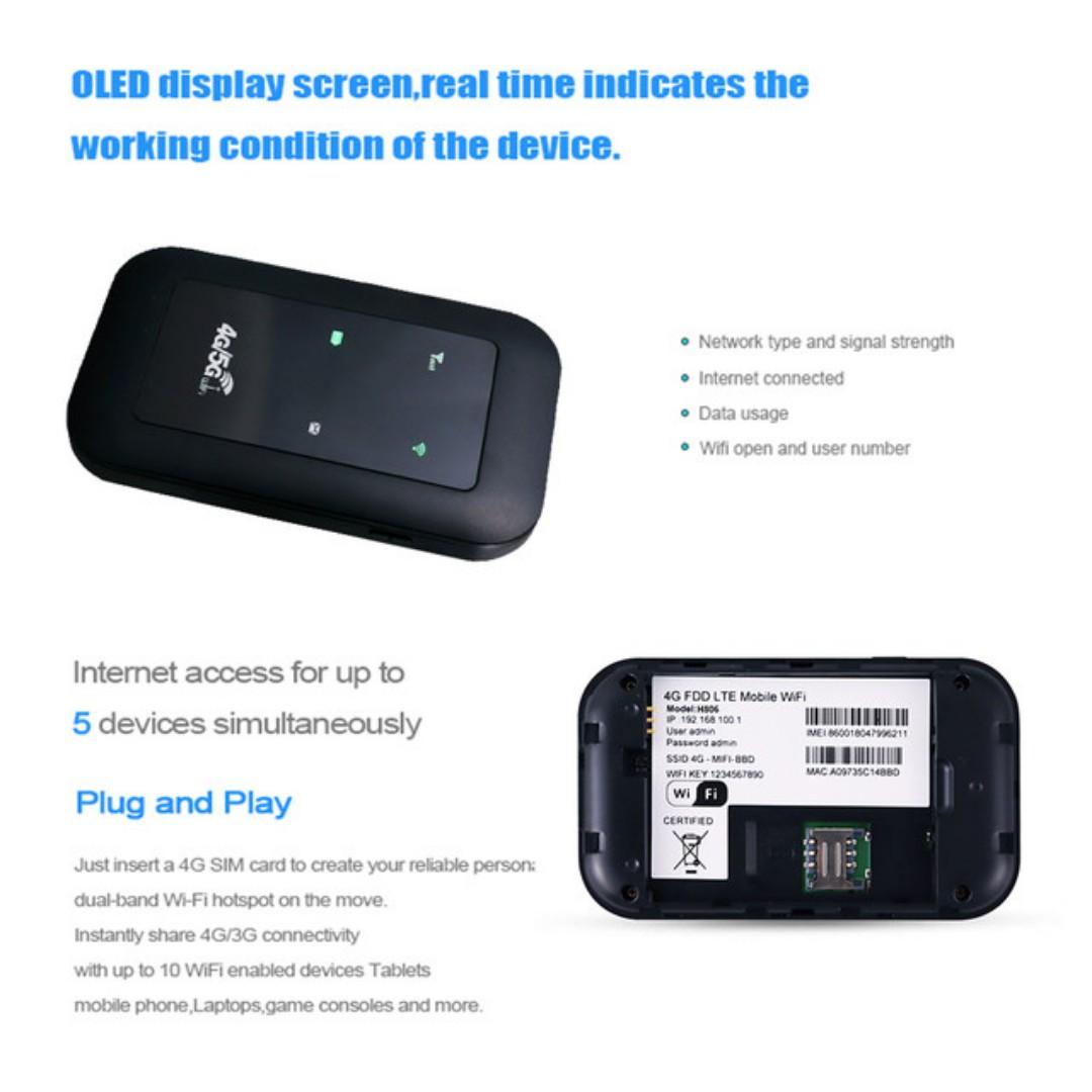 4G LTE Router WiFi Repeater Signal Amplifier Network Expander Mobile Hotspot Wireless Mifi Modem SIM Card Slot USB/2100mAh