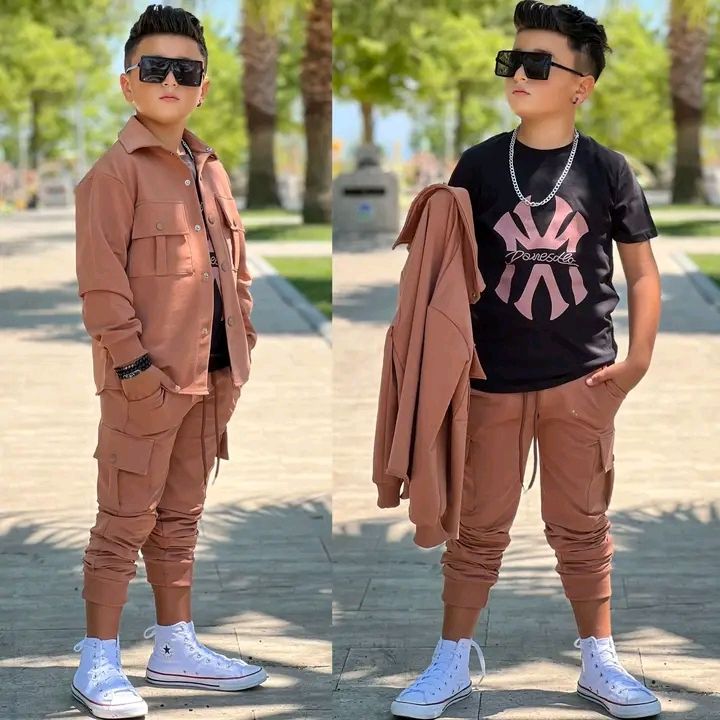 kids fashion boys cargo style outfit  tracksuit set 3 pcs for 4-9 Yrs kids clothes boys clothes