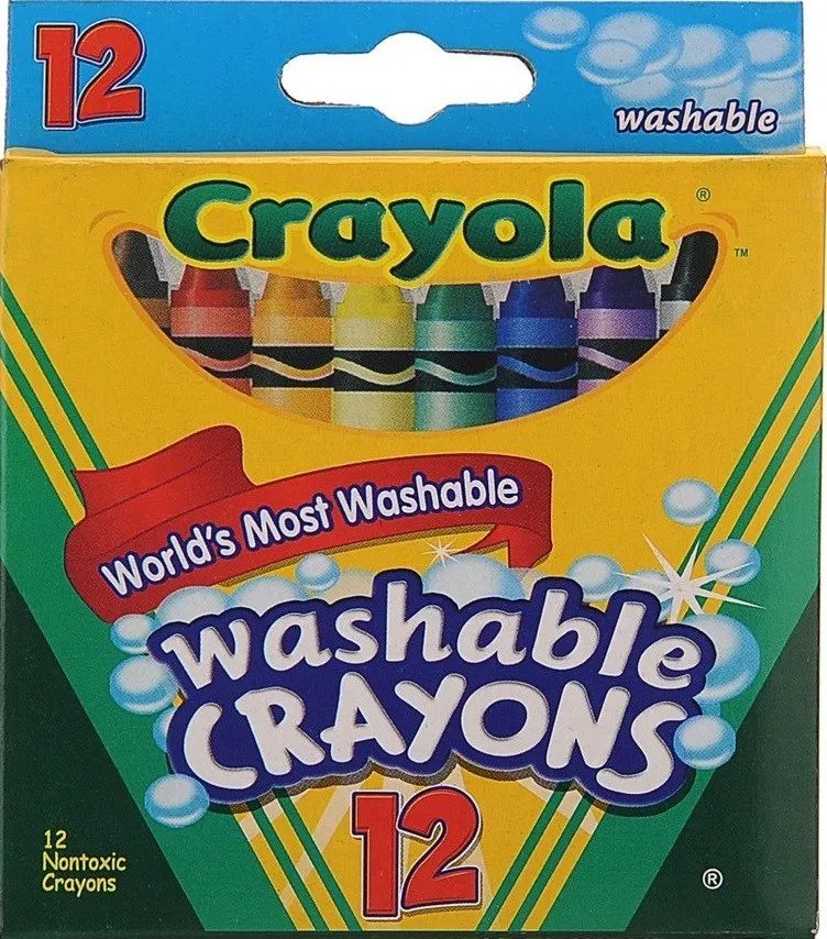12PC WASHABLE  CRAYONS NONTOXIC AND A 1 FREE CARRYING CASE