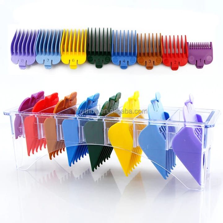 Professional 8 Color Hair Clipper Guide Combs Clipper Guard Combs Attachment 1 To 8-Great Fits For Professional Most Hair Clippers Beard Trimmer