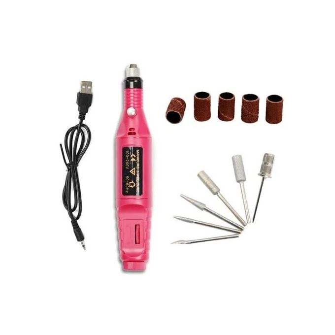 Professional Electric Portable Nail File Drill Manicure And Pedicure Machine USB Chargeable ABS Gel Polish Grinder Remover tools Set Cutters Nail Art Kits with 6 Bits
