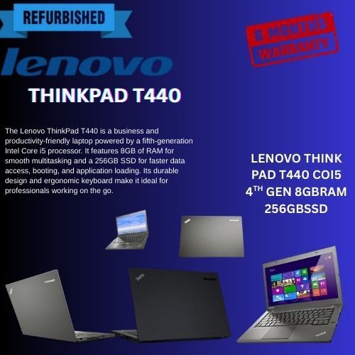 Lenovo ThinkPad T440 | 4th Gen Intel Core i5 | 8GB RAM | 256GBSSD | Durable & Reliable Business Laptop | Smooth Performance for Work & Everyday Use