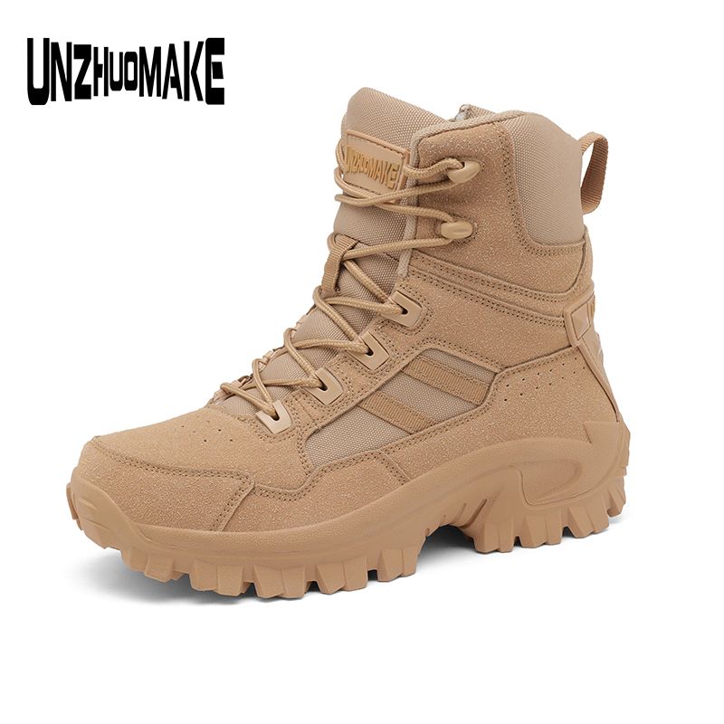Men's trendy high top hiking boots, comfortable non slip durable outdoor shoes