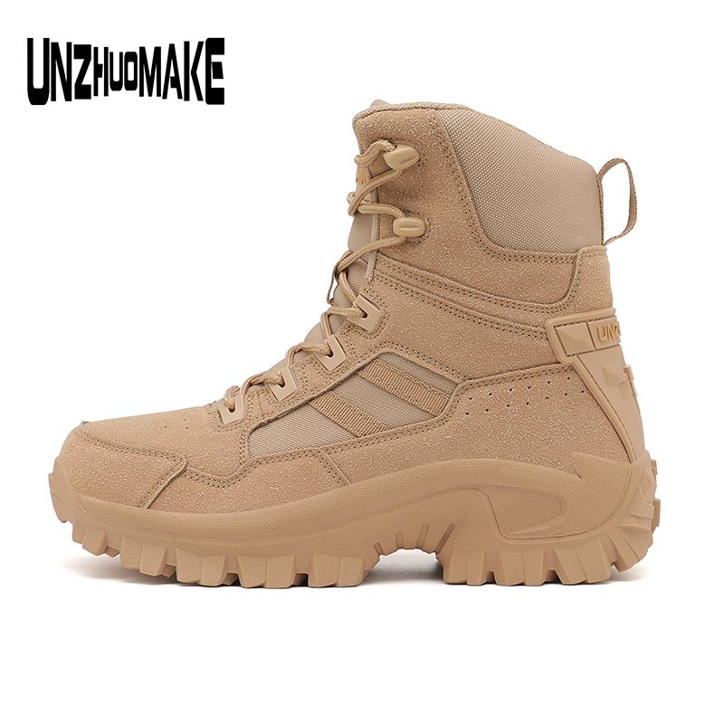 Men's trendy high top hiking boots, comfortable non slip durable outdoor shoes