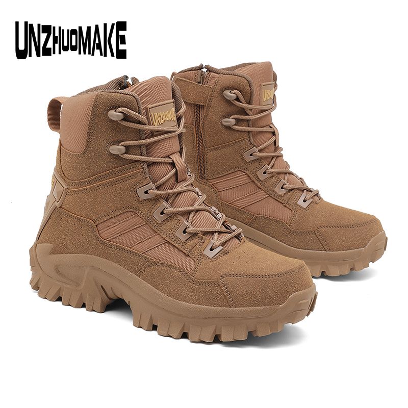 Men's trendy high top hiking boots, comfortable non slip durable outdoor shoes