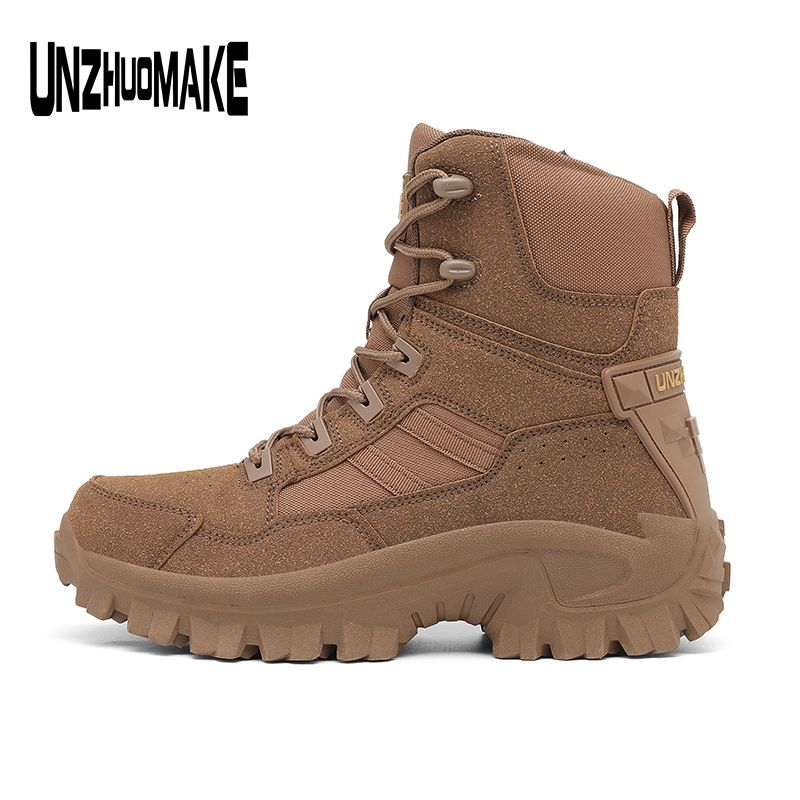 Men's trendy high top hiking boots, comfortable non slip durable outdoor shoes