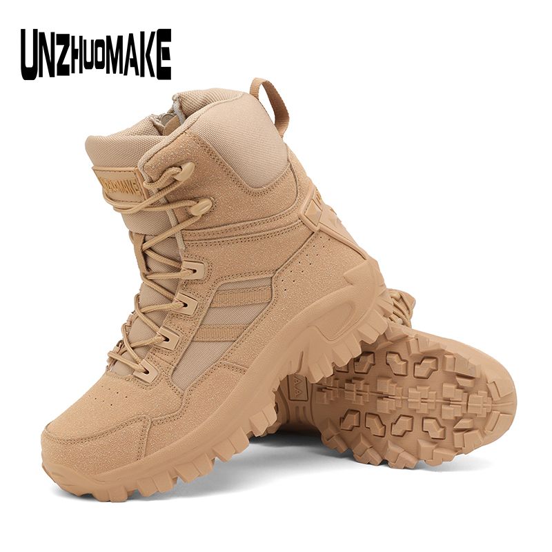 Men's trendy high top hiking boots, comfortable non slip durable outdoor shoes