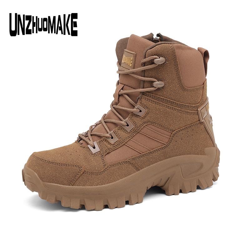 Men's trendy high top hiking boots, comfortable non slip durable outdoor shoes