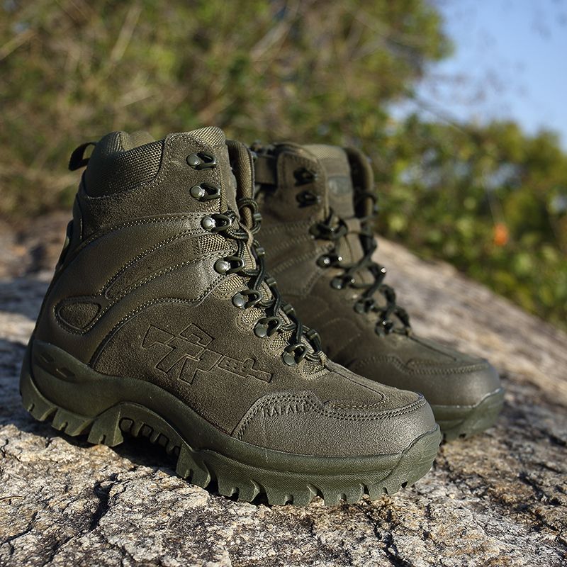 Men's Low-Top Military-Style Hiking Boots - Breathable, Durable & Waterproof for All Seasons