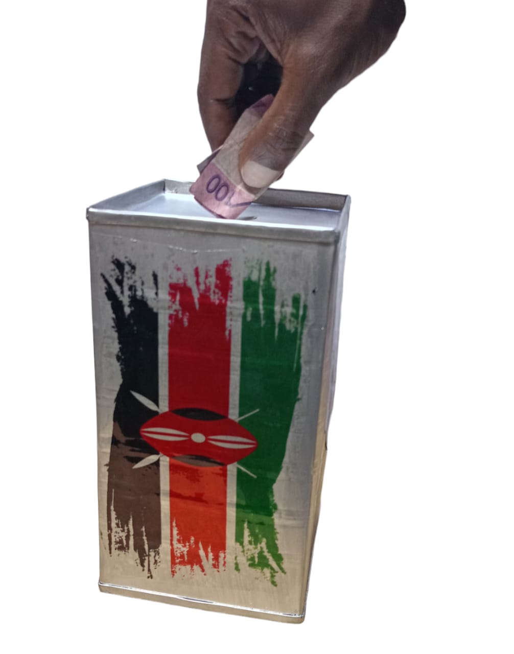 Kenya Flag Inspired Handmade Tin Home Bank ,Piggy Bank Savings Box