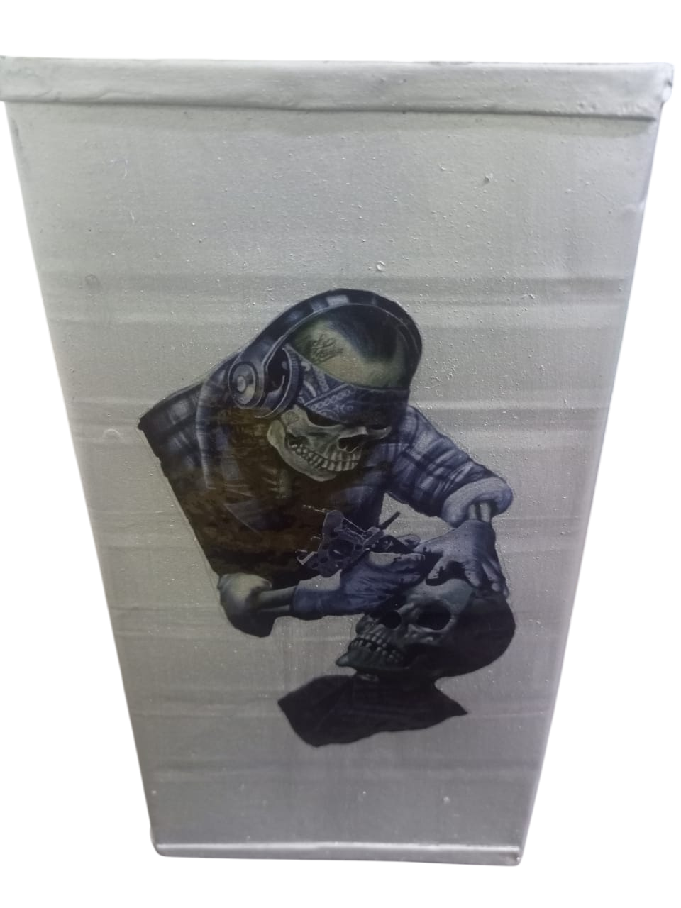 Skeleton Tattooist Skull Tattoo Metal Tin Handmade Home Bank