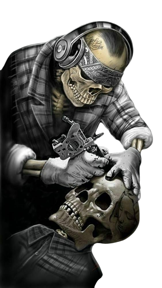 Skeleton Tattooist Skull Tattoo Metal Tin Handmade Home Bank