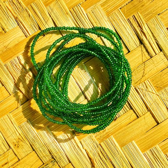Green Waist Beads /African waist beads / 2 piece waist beads / 25-50 inches long/Non fading beads/belly chain for women and girls/ Beach Jewelry