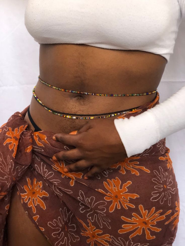Earth Traditional Waist Beads /3 piece waist beads /African style waist beads,belly beads, belly chain.Four tone coloured with gold plated screw on.