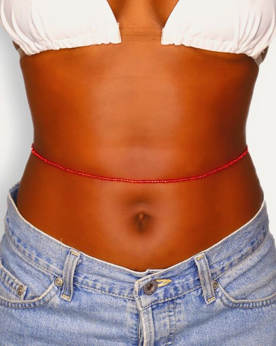 Unapologetic Traditional Waist Beads/Red Waist Beads / 2 piece waist beads /belly chain for women and girls/Beach Jewelry/Fashion Accessory