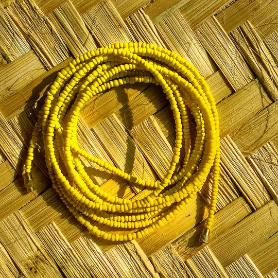 Ancestral Fire Traditional Waist Beads/ 3 piece Yellow waist beads /belly chain for women and girls/Beach Jewelry/Fashion Accessory