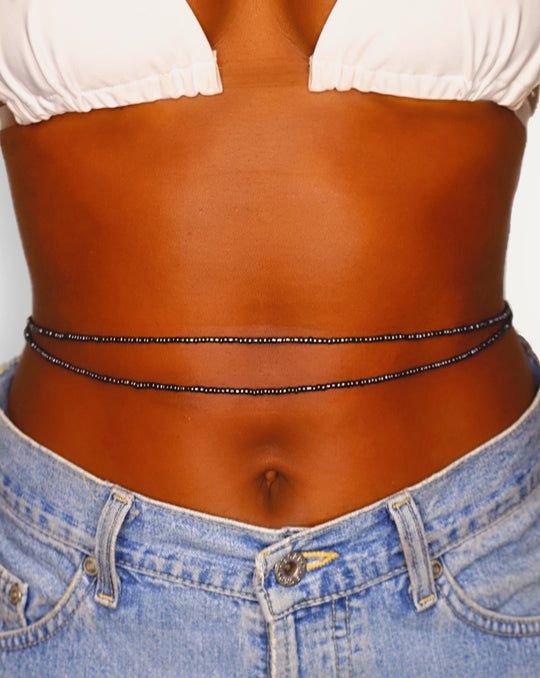 Black Waist Beads/ 3 piece Black waist beads /belly chain for women and girls/Beach Jewelry/Fashion Accessory