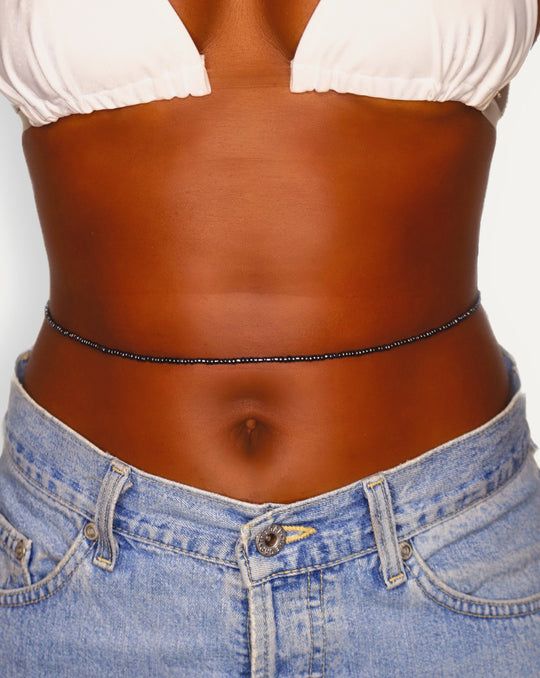 Black Waist Beads/ 3 piece Black waist beads /belly chain for women and girls/Beach Jewelry/Fashion Accessory