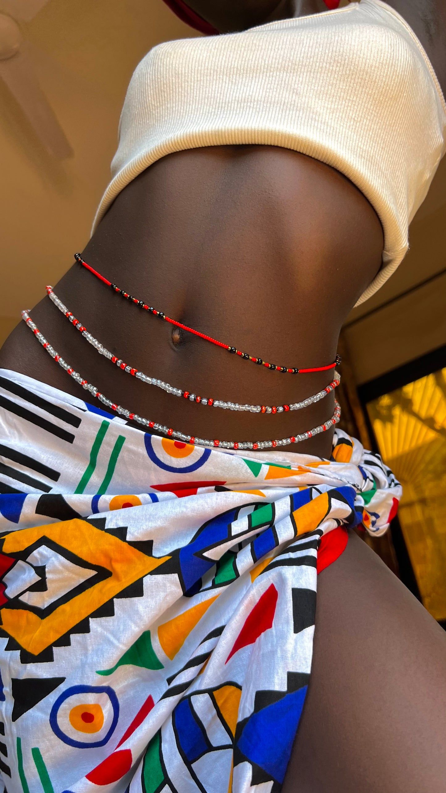 Seductive Strands:Triple-Layer Waist Beads for Divine Curves..