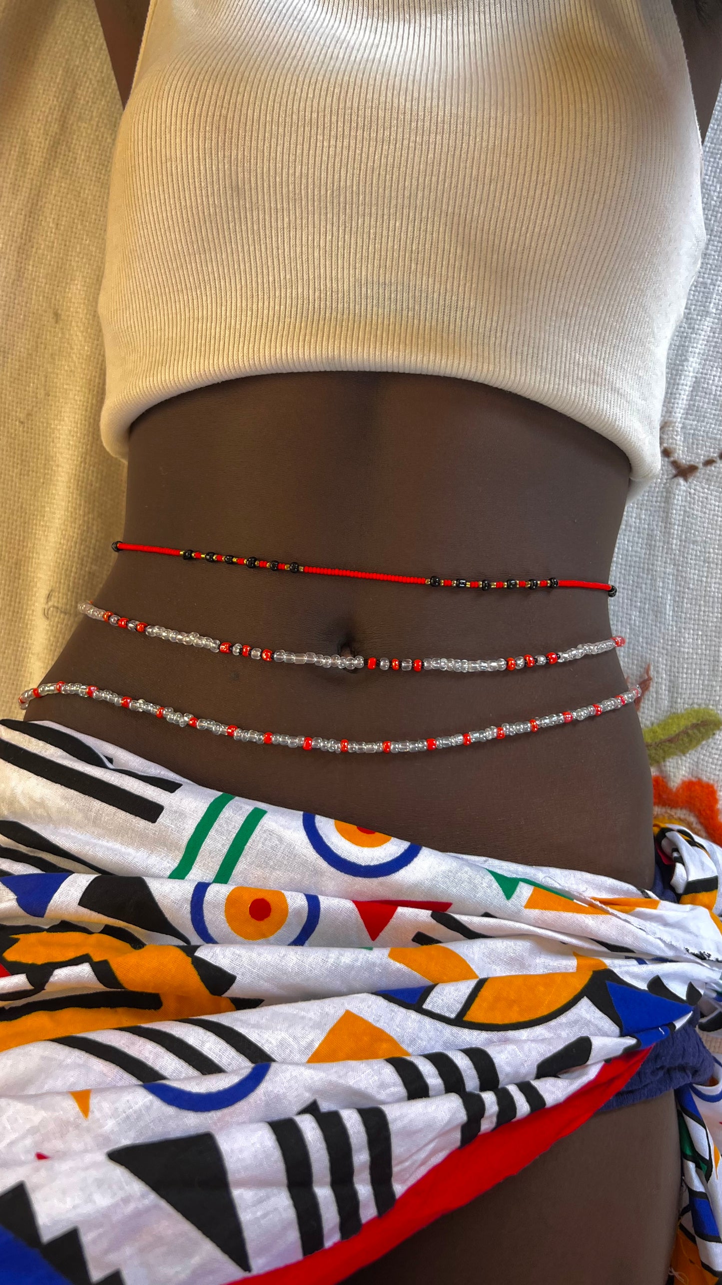 Seductive Strands:Triple-Layer Waist Beads for Divine Curves..