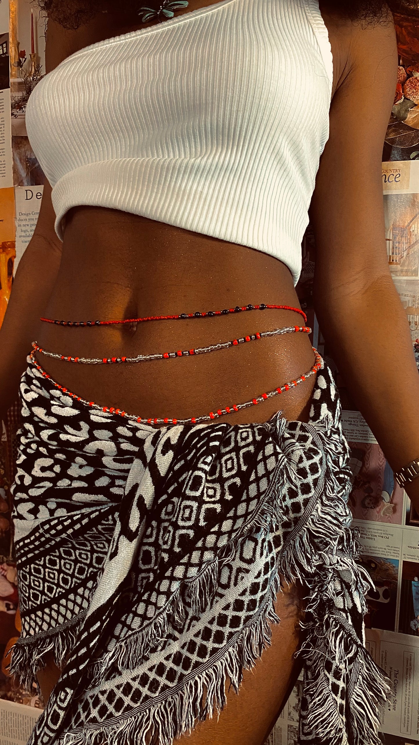 Seductive Strands:Triple-Layer Waist Beads for Divine Curves..