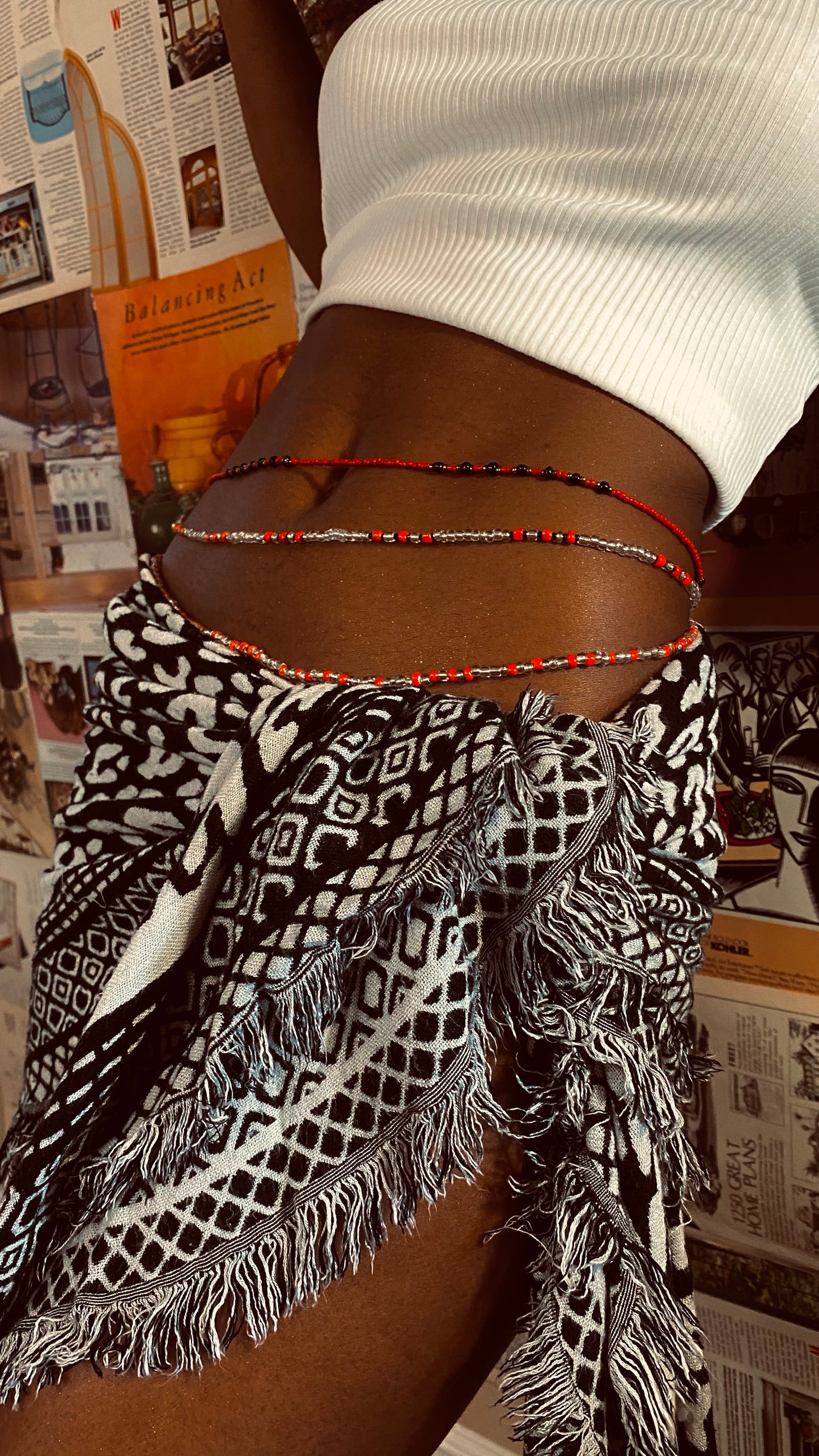 Seductive Strands:Triple-Layer Waist Beads for Divine Curves..