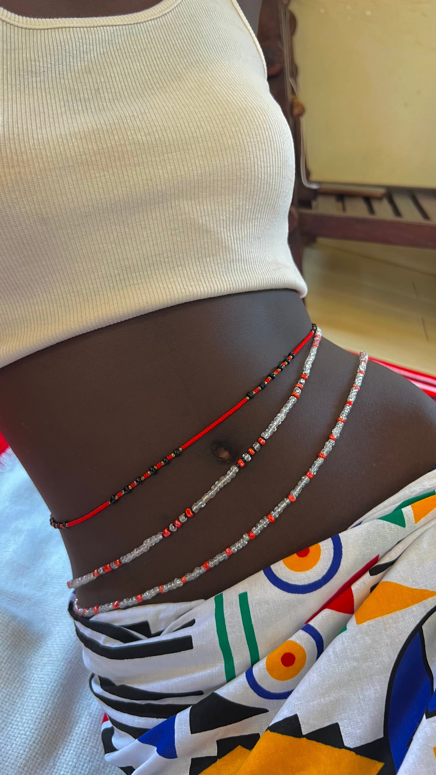 Seductive Strands:Triple-Layer Waist Beads for Divine Curves..