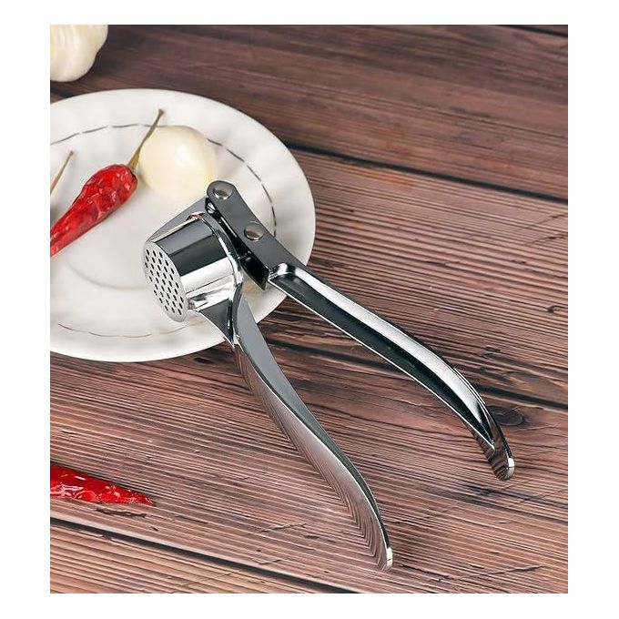 Premium Stainless Steel Garlic Press Crusher – Heavy Duty Easy Squeeze Garlic Mincer Kitchen Tool