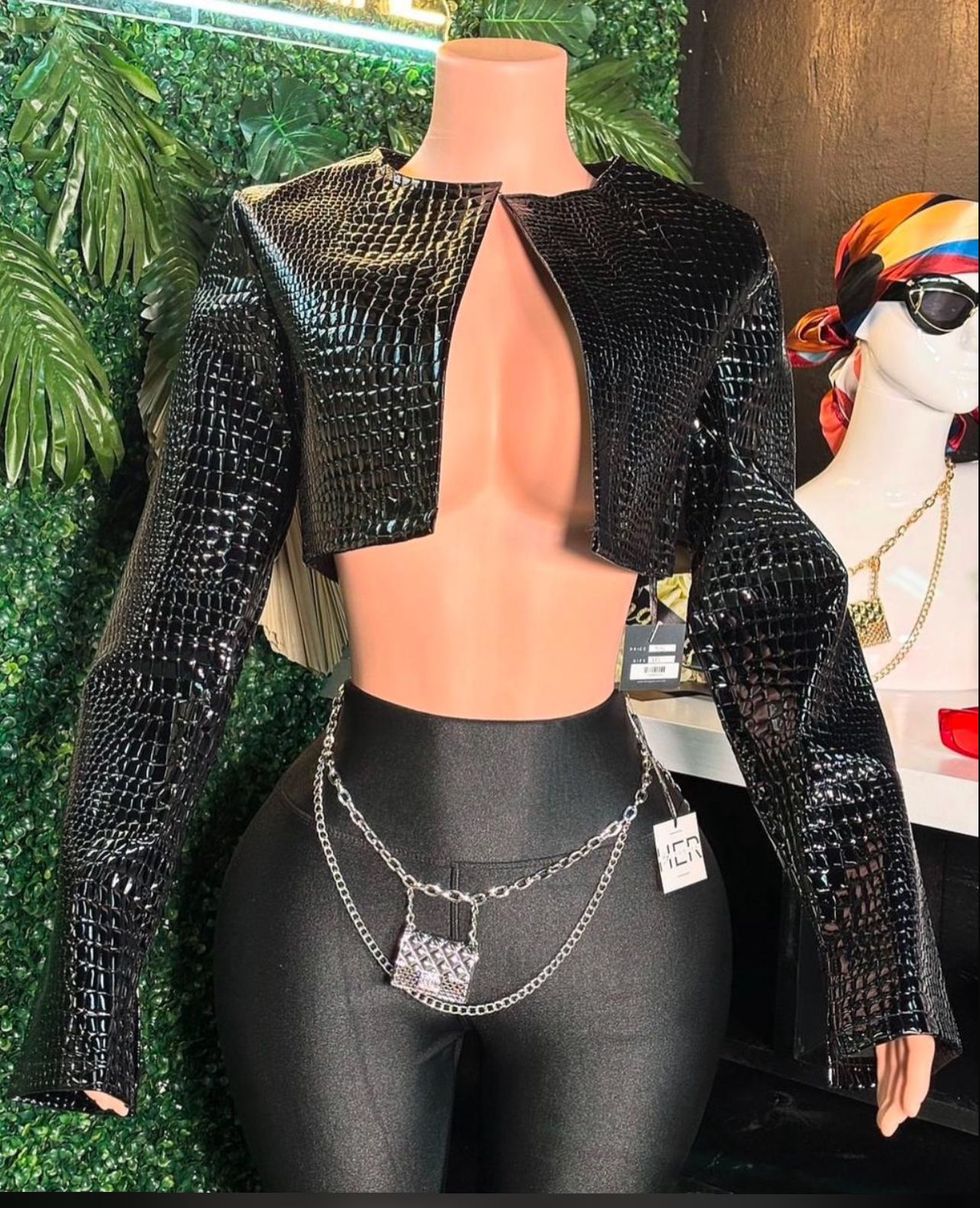 Women O Neck Long Sleeve PU Faux Leather Cropped Jackets Punk Grunge Casual Coats Spring Fall Harajuku Y2K Clothes size m,l,xl,2xl