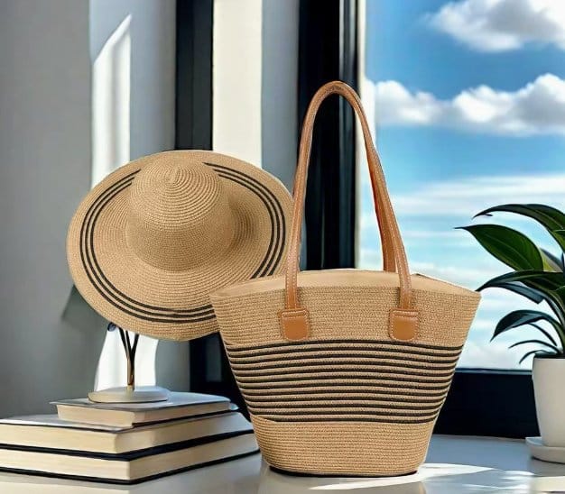 Stylish Summer Bag + Sun Hat Set – Perfect for Beach Days, Picnics, and Casual Outings! Lightweight, Trendy, and Durable Accessories to Keep You Chic and Sun-Protected All Summer Long.