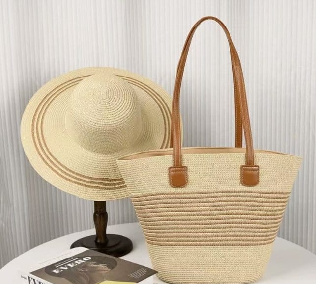 Stylish Summer Bag + Sun Hat Set – Perfect for Beach Days, Picnics, and Casual Outings! Lightweight, Trendy, and Durable Accessories to Keep You Chic and Sun-Protected All Summer Long.