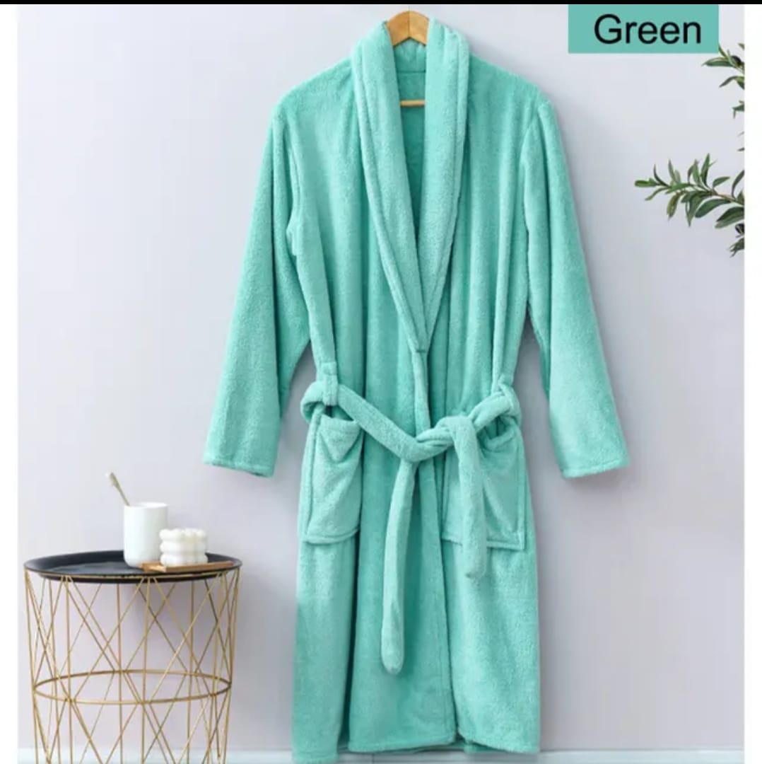 Mens/ Women's Fleece Bathrobe Long Shawl Collar bathing Robe, bathing gown, use as bathing towel