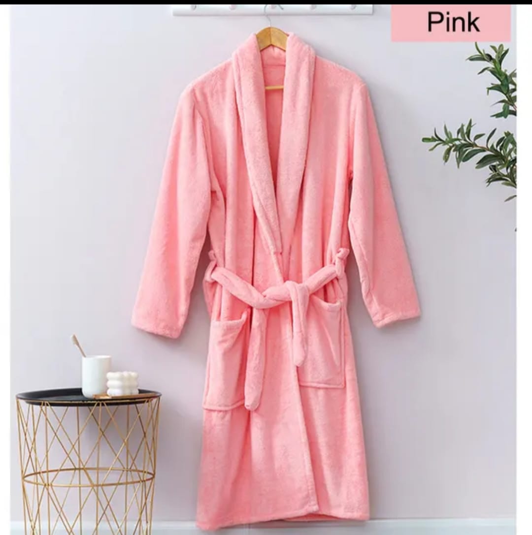 Mens/ Women's Fleece Bathrobe Long Shawl Collar bathing Robe, bathing gown, use as bathing towel