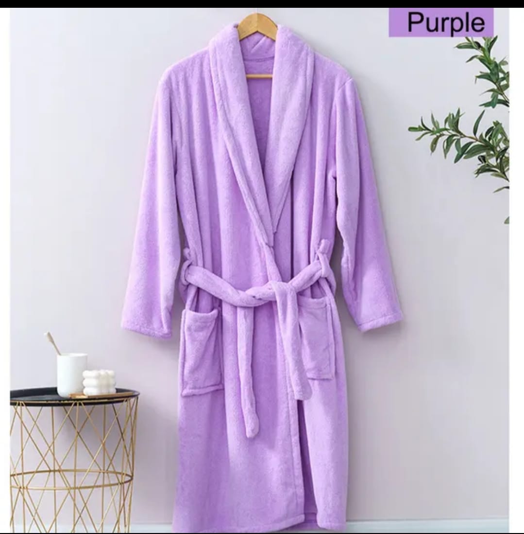 Mens/ Women's Fleece Bathrobe Long Shawl Collar bathing Robe, bathing gown, use as bathing towel